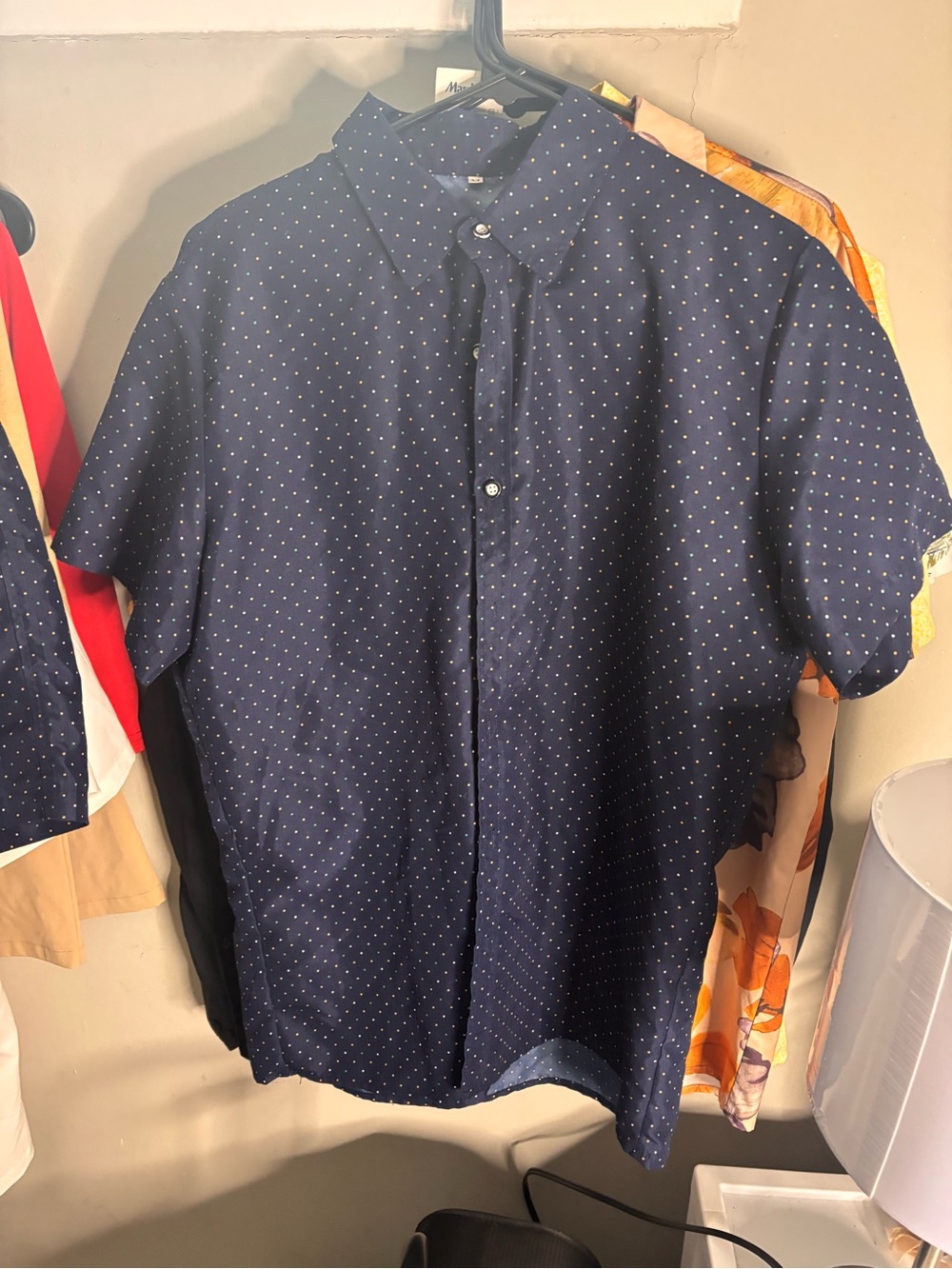 Family Pajamas Navy Short-Sleeve Button-Down with White Dot Print